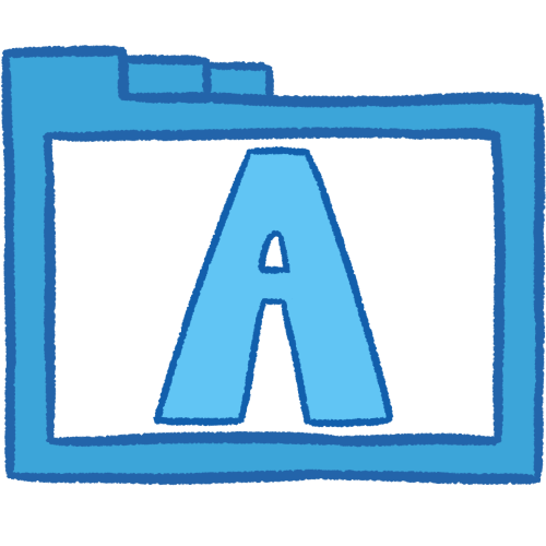 a transparent blue folder with thick outlines and a blue letter 'A' inside it.