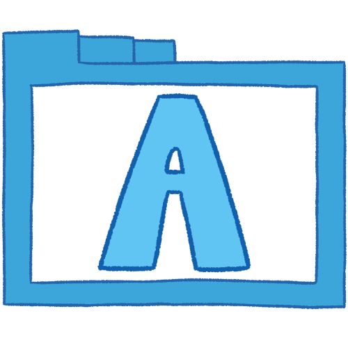 a transparent blue folder with thin outlines and a blue letter 'A' inside it.