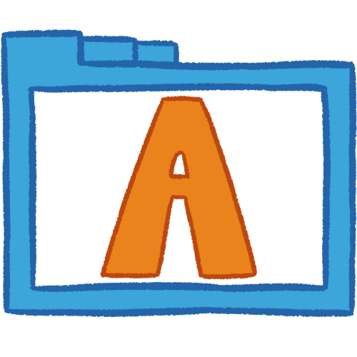 a transparent blue folder with thick outlines and an orange letter 'A' inside it.