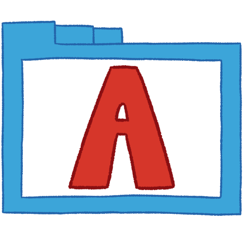 a transparent blue folder with thin outlines and a red letter 'A' inside it.