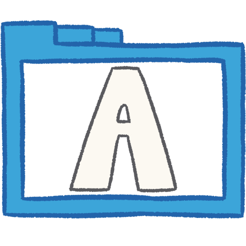 a transparent white folder with thick outlines and a white letter 'A' inside it.