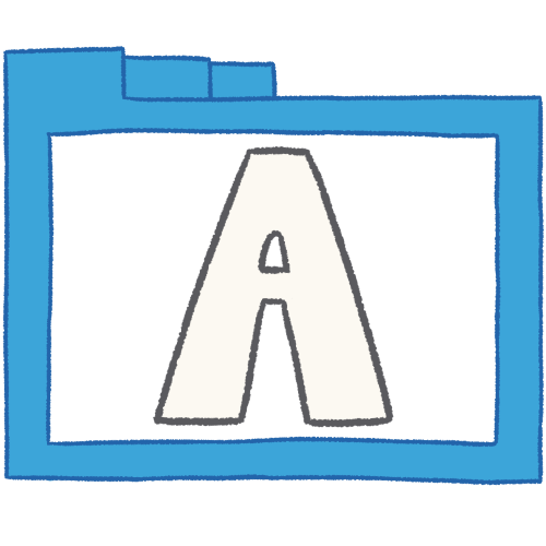 a transparent white folder with thin outlines and a white letter 'A' inside it.