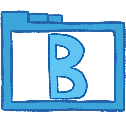 a transparent blue folder with thick outlines and a blue letter 'B' inside it.