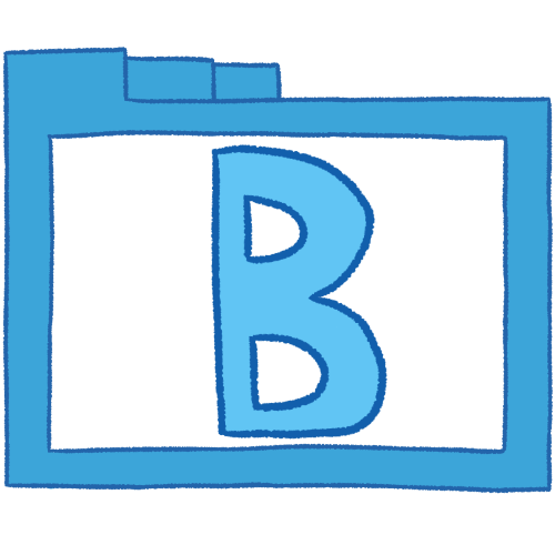 a transparent blue folder with thin outlines and a blue letter 'B' inside it.