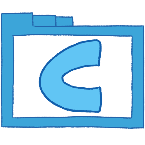 a transparent blue folder with thin outlines and a blue letter 'C' inside it.