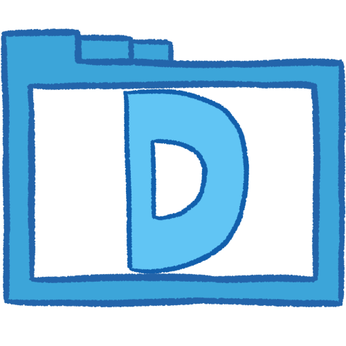a transparent blue folder with thick outlines and a blue letter 'D' inside it.