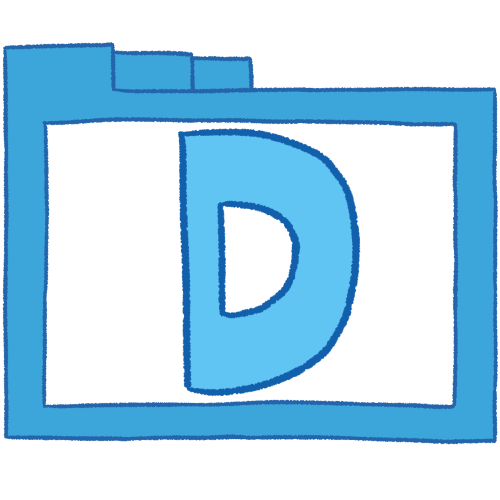 a transparent blue folder with thin outlines and a blue letter 'D' inside it.