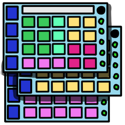 three AAC boards layered over each other. they all have the same layout and color key.