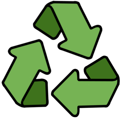 The green, triangular three-arrows symbol for recycling.