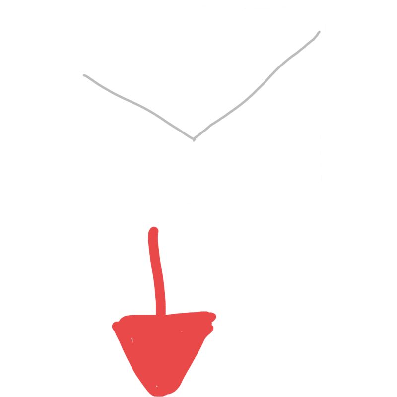 a white envelope symbol with a red arrow going away from it