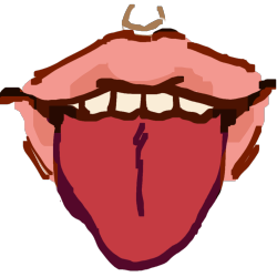 a mouth with a tongue poking out.