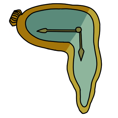 a melting clock, like the one from Salvidor Dali's Surrealist painting 'The Persistence of Memory'.