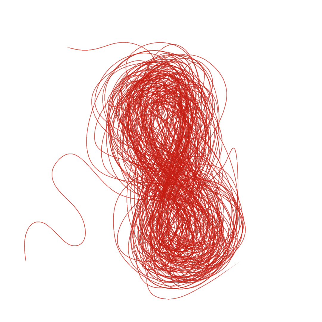 A skien of ultra-thin, red yarn.