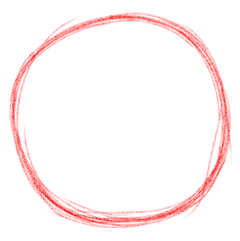 a red sketch of a circle on a white background