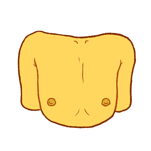 an emoji yellow chest without breasts or chest hair.