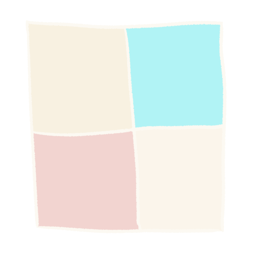 A drawing of four squares next to each other, each containing a different light colour.