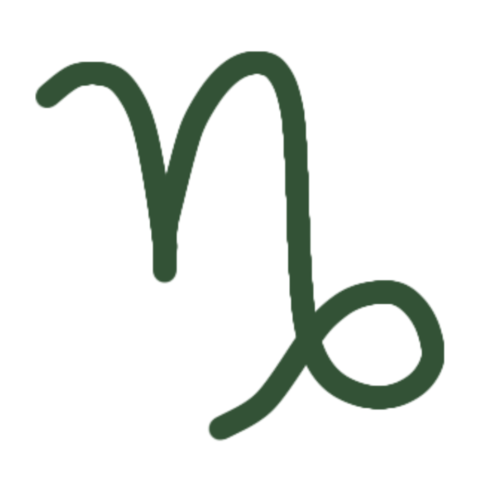 The Aquarius sign in dark green with a white outline.