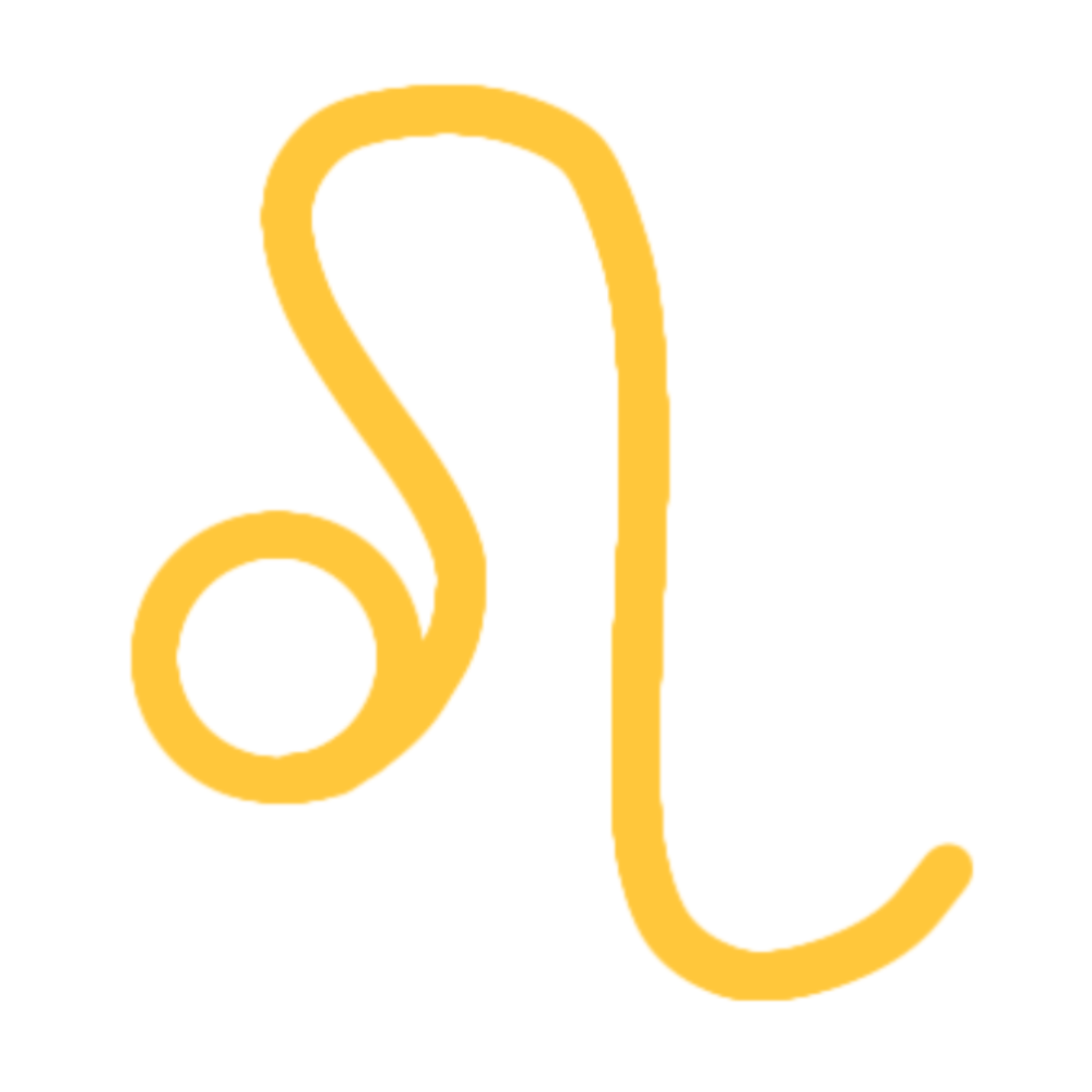 The Leo sign in yellow with a white outline.