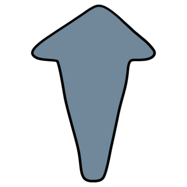 blue tapered arrow pointing up