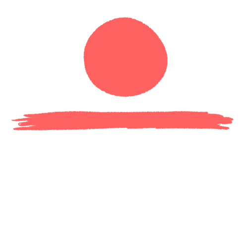 A drawing of a pink line with a filled-in circle above it.