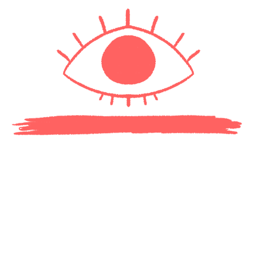 A drawing of a pink line with an eye above it.