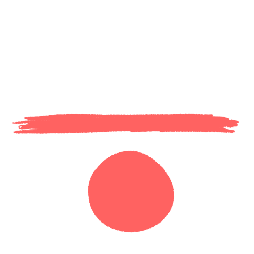  A drawing of a pink line with a filled-in circle below it.