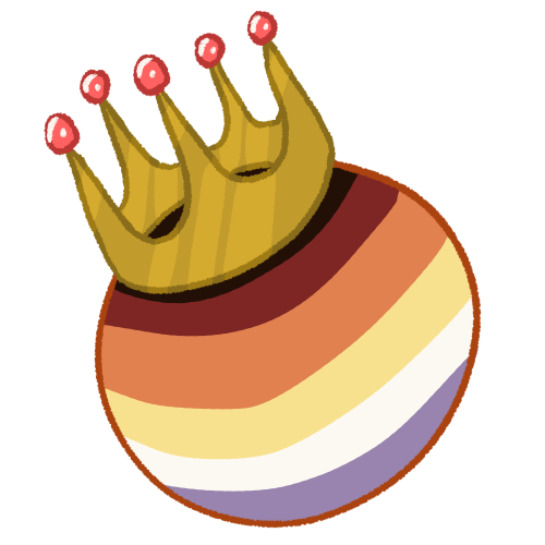 a drawing of a person's featureless head coloured like the NPD flag. they're wearing a golden crown.