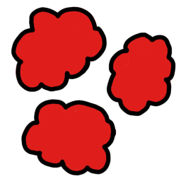 A set of 3 cloud-shaped red blobs.