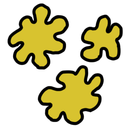 A set of 3 splot-shaped yellow blobs