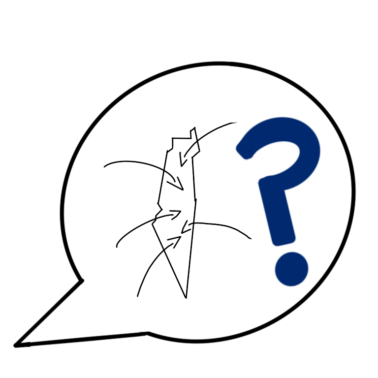 A drawing of a speech bubble with two things inside of it. On the left of the speech bubble is a simplistic drawing of Israel with arrows point inside of it. On the right side is a large blue speech bubble.