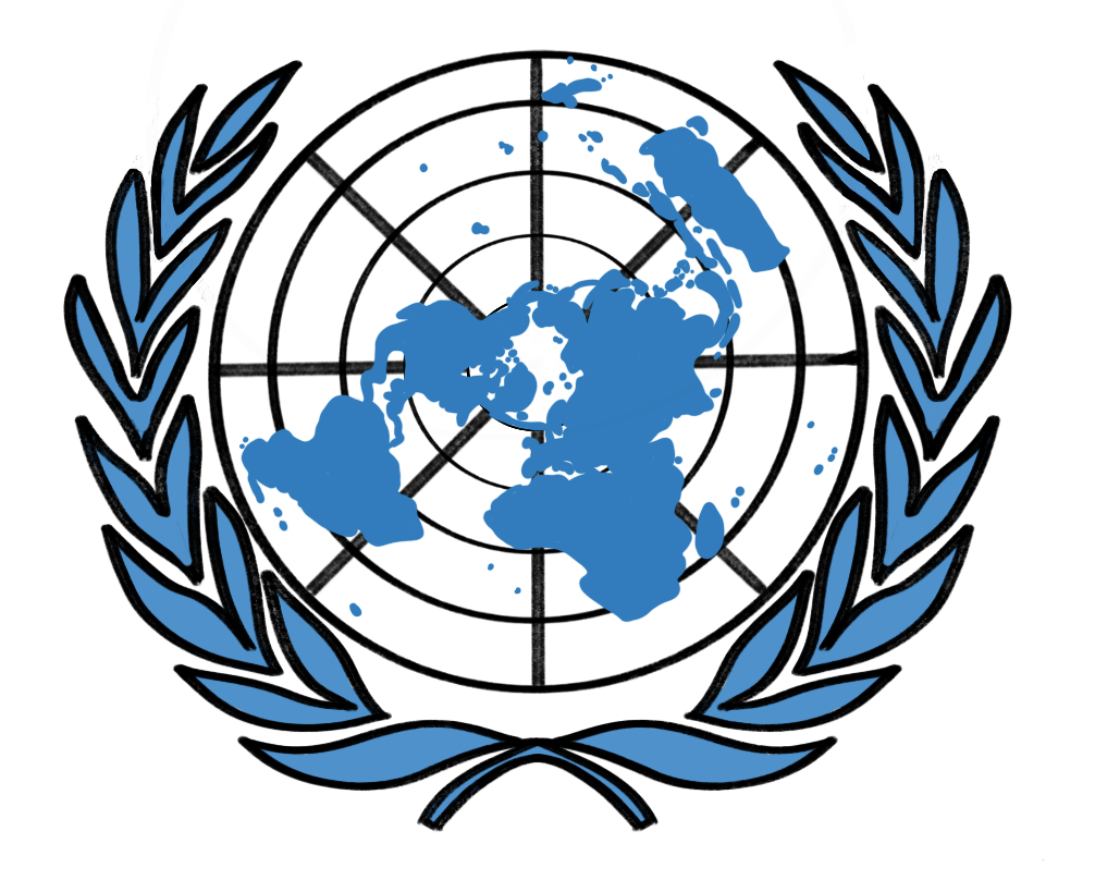 The United Nations emblem.