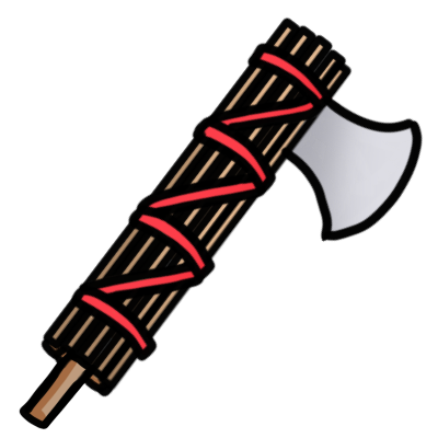 a fasces, a bundle of wooden rods and an axe tied with red bindings.