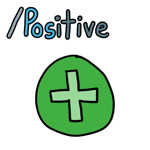 a green circle with a plus sign in it, with the text '/positive'. the letters 'pos' are in a lighter blue than the others.