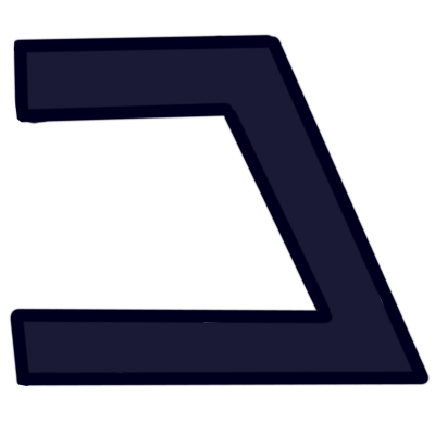 The aurebesh letter 'cherek' in very dark blue.