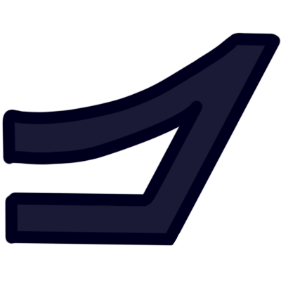 The aurebesh letter 'jenth' in very dark blue.