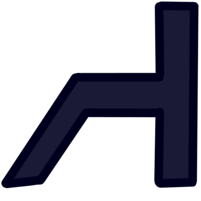 The aurebesh letter 'krenth' in very dark blue.