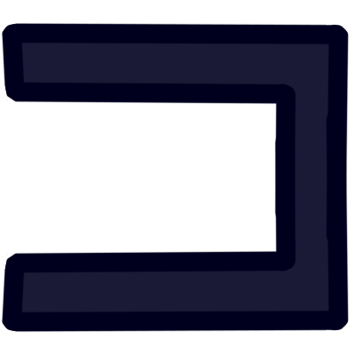 The aurebesh letter 'krill' in very dark blue.