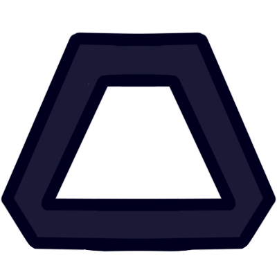 The aurebesh letter 'osk' in very dark blue.