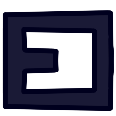 The aurebesh letter 'thesh' in very dark blue.