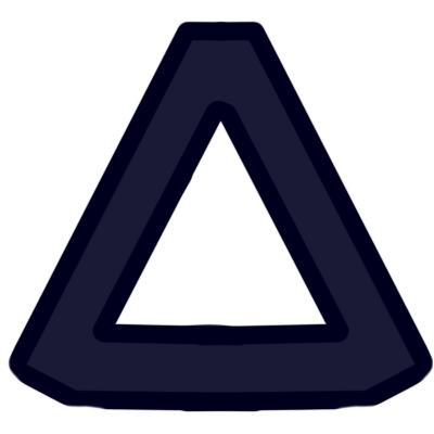 The aurebesh letter 'xesh' in very dark blue.