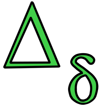 The ancient Greek letter 'delta' in both upper and lower case, coloured green.