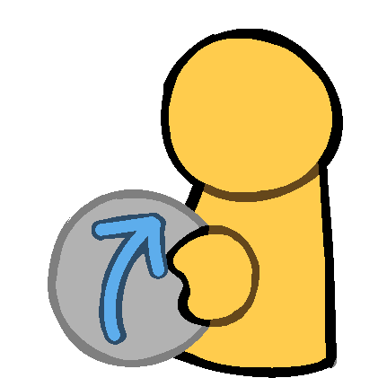 an emoji-yellow figure holding a grayed out ball with a blue arrow pointing to at them.