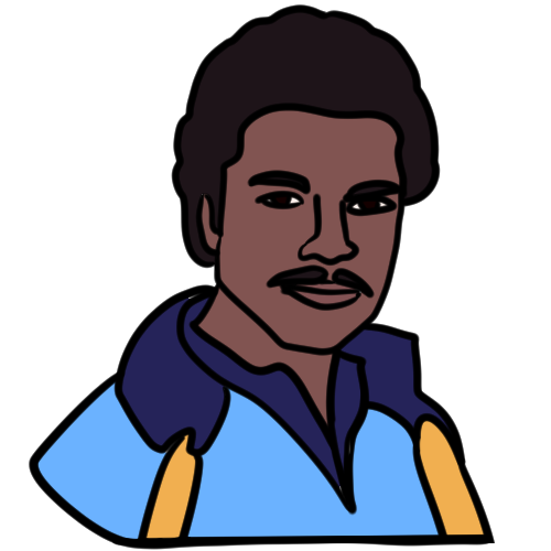 The head and shoulders of Lando Calrissian from Star Wars (Empire Strikes Back).