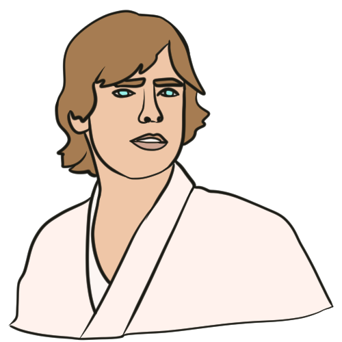 The head and shoulders of Luke Skywalker from Star Wars, in his classic farmboy look