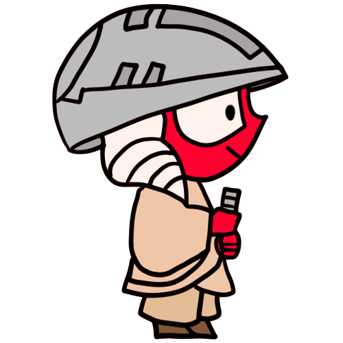 A Togruta Jedi youngling, holding a training saber and with a big training hat on her head