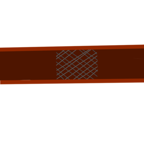 A simple drawing of a vein with a gray mesh in the middle of it