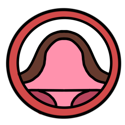 A green circle with another circle inside it. in this circle is a simplified cross-section of a bulging, expanding pink tumor below dark brown skin