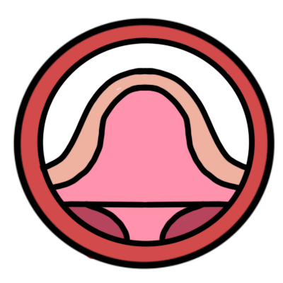 A green circle with another circle inside it. in this circle is a simplified cross-section of a bulging, expanding pink tumor below beige skin