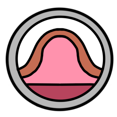 A green circle with another circle inside it. in this circle is a simplified cross-section of a bulging pink tumor below light brown skin