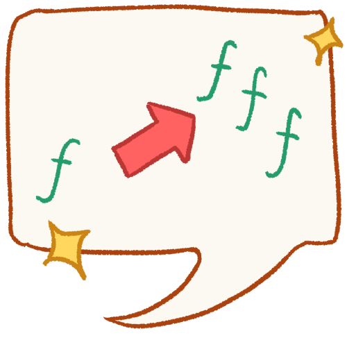  a drawing of a speech bubble with sparkles on it. there is a florin symbol on the left next to a pink arrow pointing right to a group of florin symbols